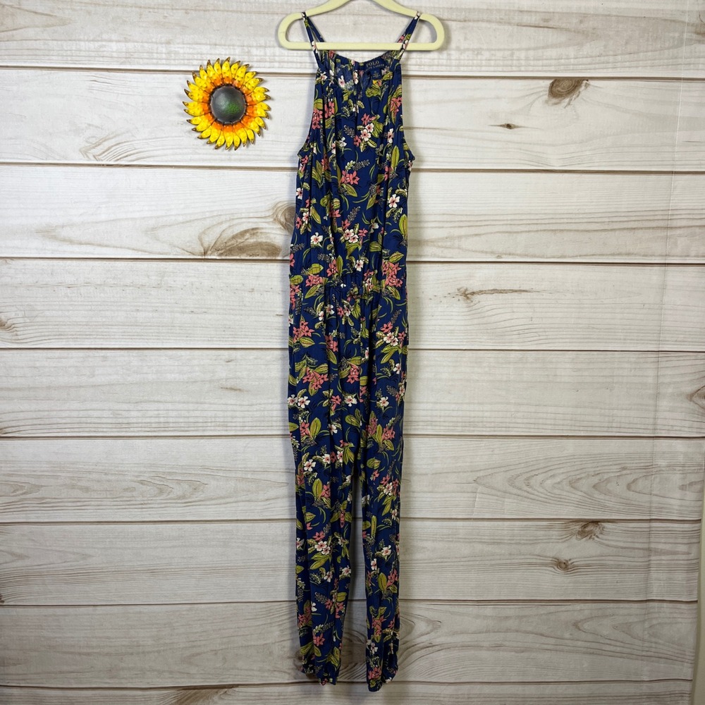Polo Ralph Lauren Kids Girls Floral Navy Blue Jumpsuit Romper‎ Size 12